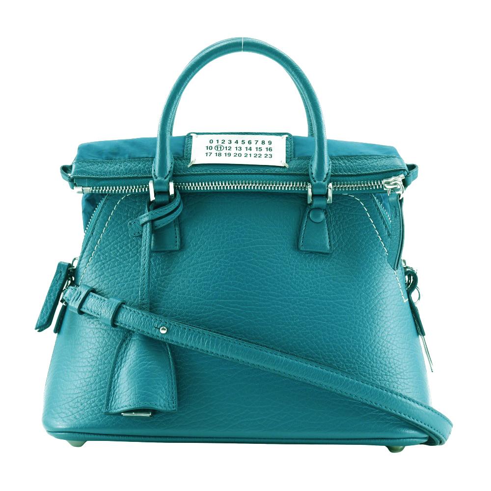 

MAISON MARGIELA 5AC Mini Handbag 2WAYShoulder Blue green leather Women Used