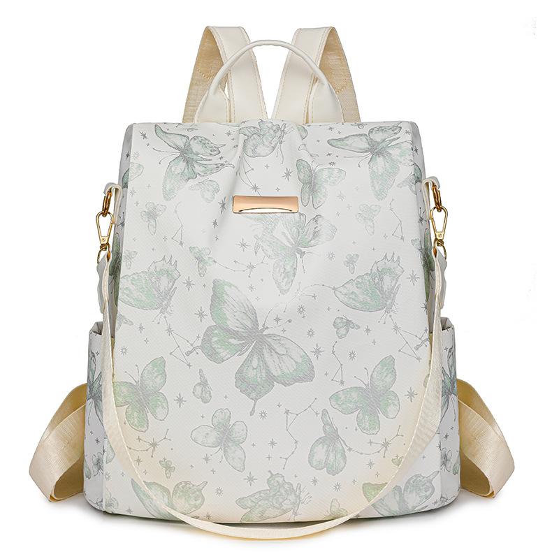 

Мягкий кожаный женский рюкзак с принтом бабочек, многофункциональная сумка для поездок на работу зелёный