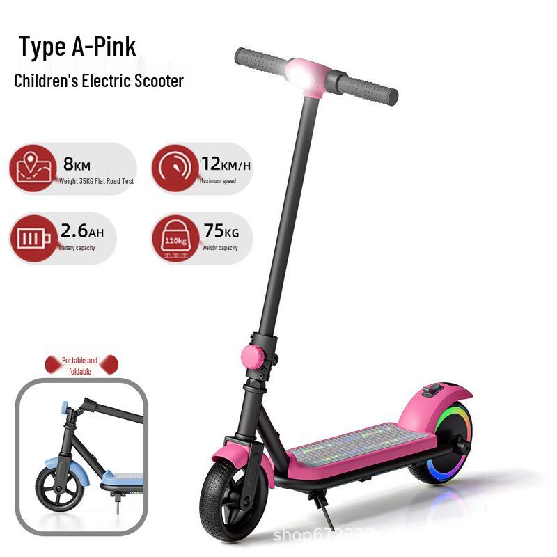 Patinete Eléctrico Plegable para Niños con Ruedas Intermitentes - Adecuado para Adolescentes y Adultos