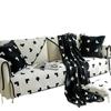 Thickened Black and White Sofa Cushion Winter Plush Non-Slip Simple Modern Plaid Straight Row Sofa Cover Cover Cloth Cushion