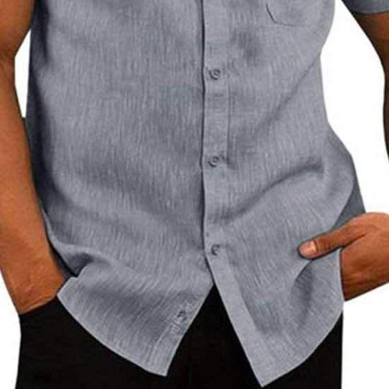 Men Button Down Shirt Short Sleeve Turndown Collar Shirt Summer Beach Shirt with Chest Pocket for Street Tropical Vacation Holiday