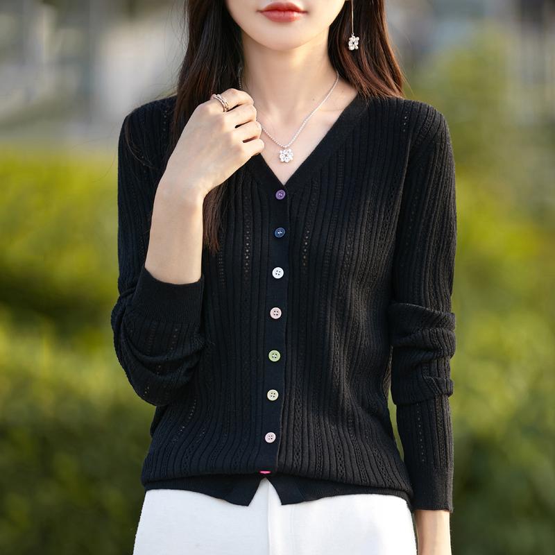 Women's Cashmere Cardigan Qinghe Cashmere 50% Wool 50% Silk Women's Autumn and Winter Cashmere Cardigan Soft and Warm