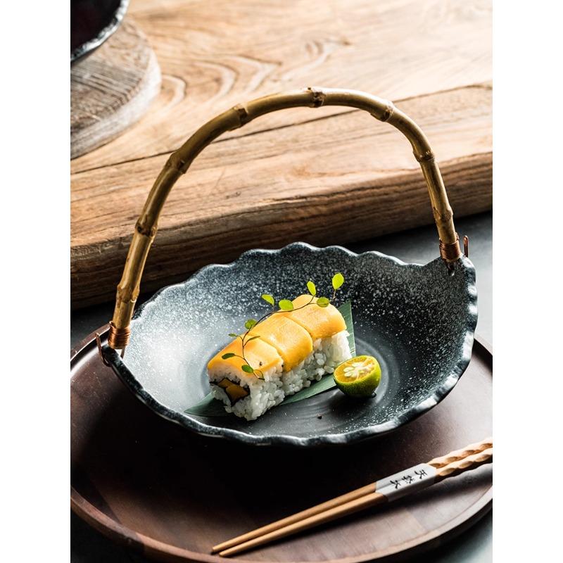 Creative Handheld Hanging Plate Featured Platter Ceramic Sushi Sashime Plate