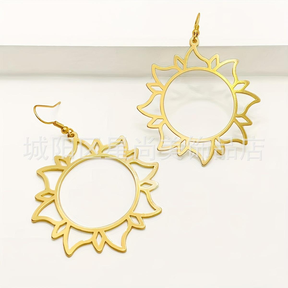 Ретро Солнечные Полые Серьги Женские Уникальный Дизайн Модные Универсальные Серьги Серьги