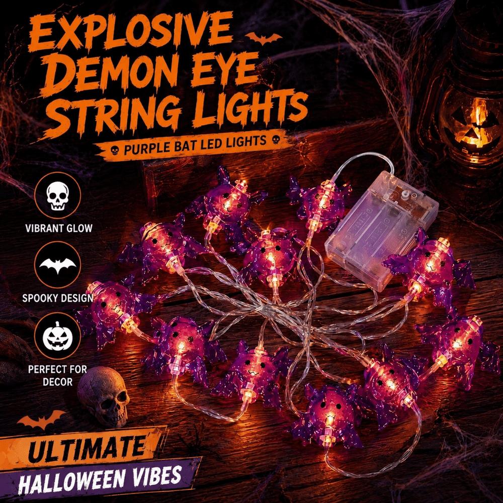 Spider Shaped Halloween String Lights Bat Shaped Yard Decor Lights  Indoor Display