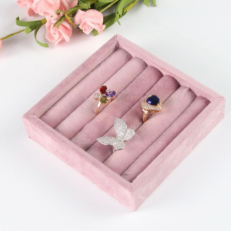 Pink Jewelry Display Props Elegant Jewelry Stand Velvets Fabric Material Jewelry Display Tray for Rings Earring Necklace