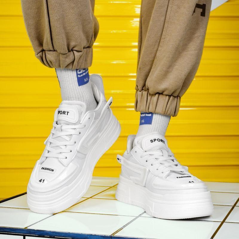 

2025 summer new ins large size 45 trendy men s shoes versatile thick soles increase fashion quality board shoes casual shoes 45 белый