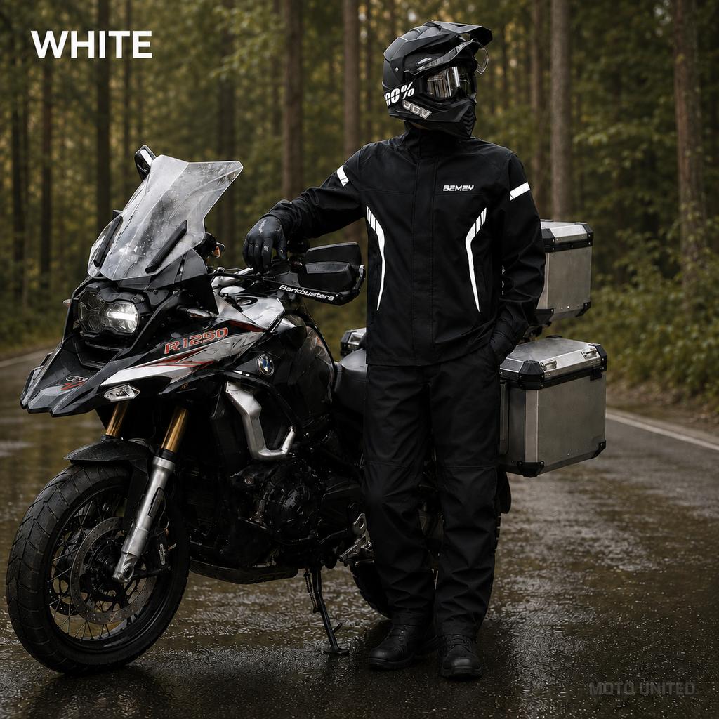 Motorcycle Raincoat Men Waterproof Reflective High Visibility Jacket Pants Set Breathable Windproof Motorbike Rain Suit