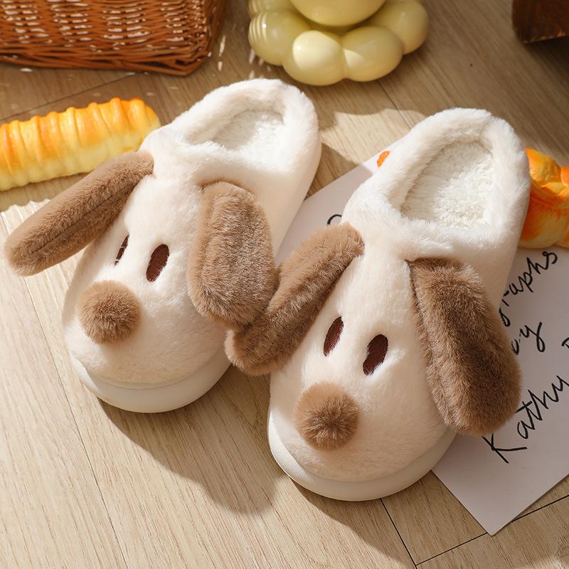 Cotton slippers female cute cartoon bag head non-slip wool slippers winter warm thick-soled confinement shoes