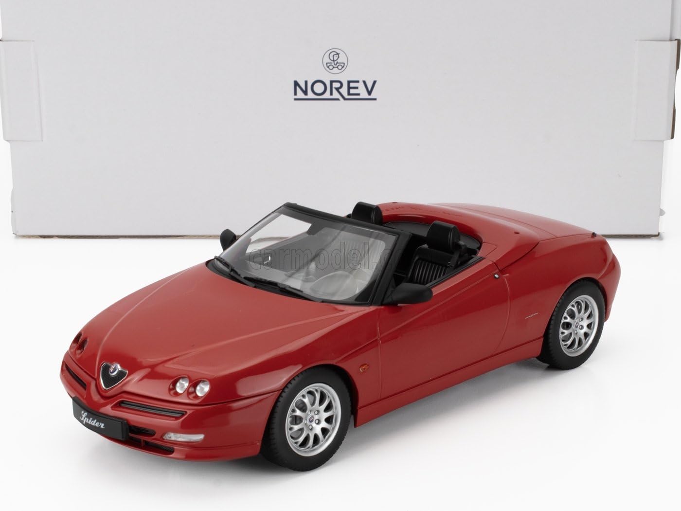 

NOREV Scale Alfa Romeo Spider Twin Spark Cariolet 1999 Red Diecast Model Car 1/18 2.0 Soft-Top (Product Number 187852)