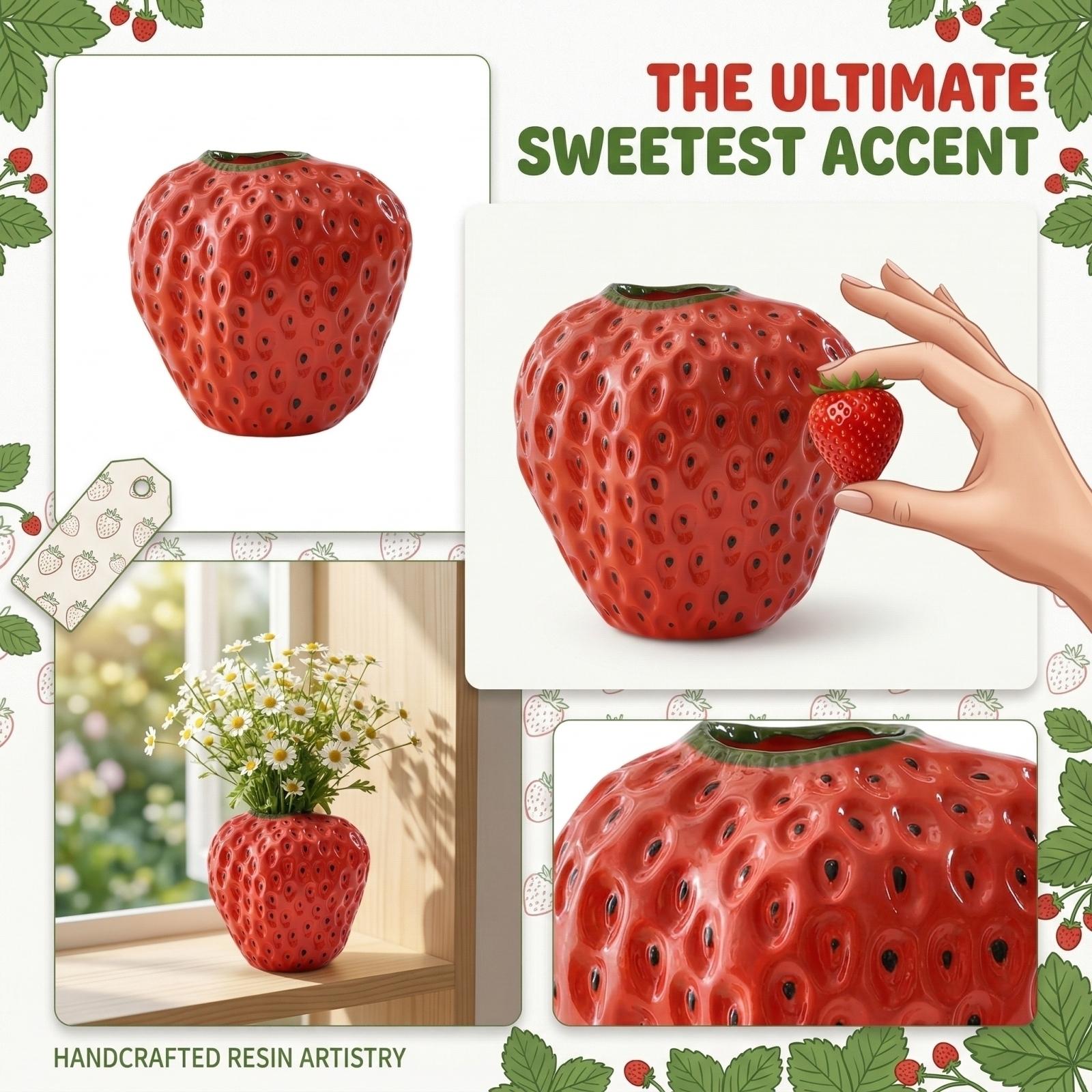 

Resin Material Cute Strawberry Shaped Vase one size червоний