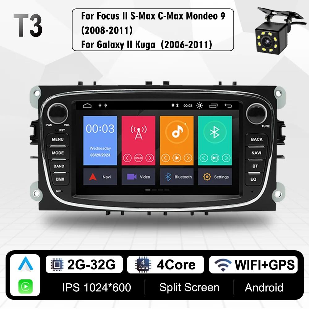 2 Din Android Radio WiFi 4G LTE Car Multimedia Video Player For Ford Focus Mondeo C-MAX S-MAX Galaxy II Kuga Carplay Headunit