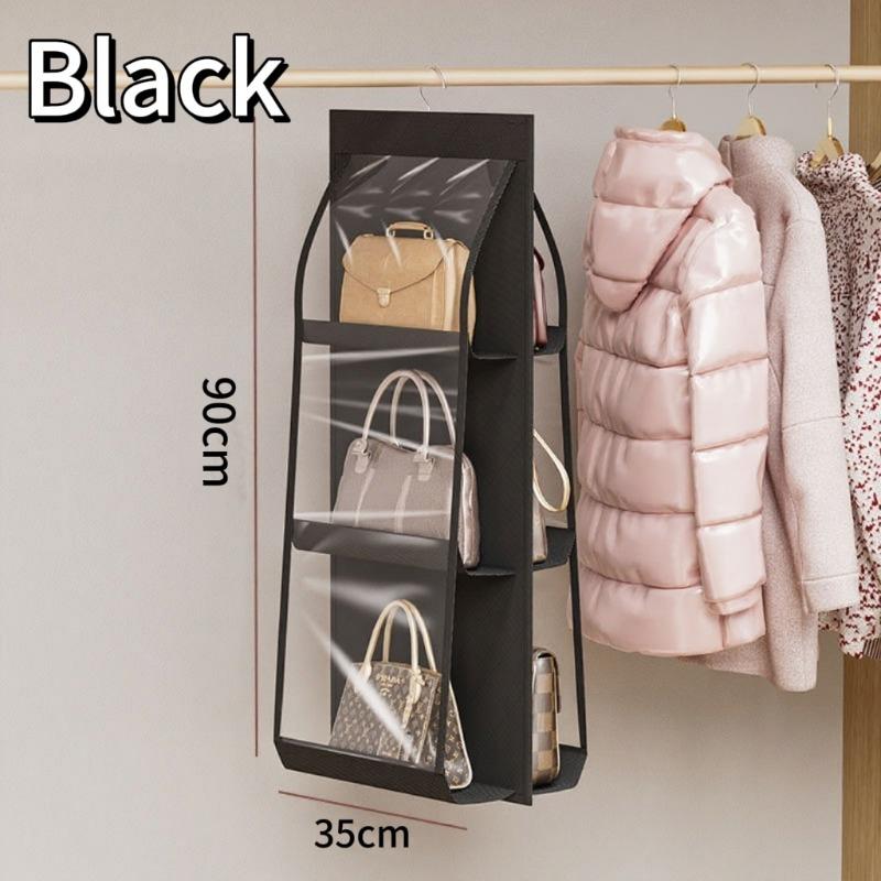 Hanging Handbag Organizer for Wardrobe 6 Pocket Closet Waterproof Transparent Storage Bag Door Wall Clear Sundry Bag with Hanger
