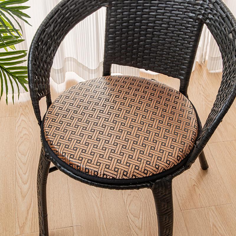 Non-slip Washable Ice Silk Rattan Round Seat Cushion for Dining Chair