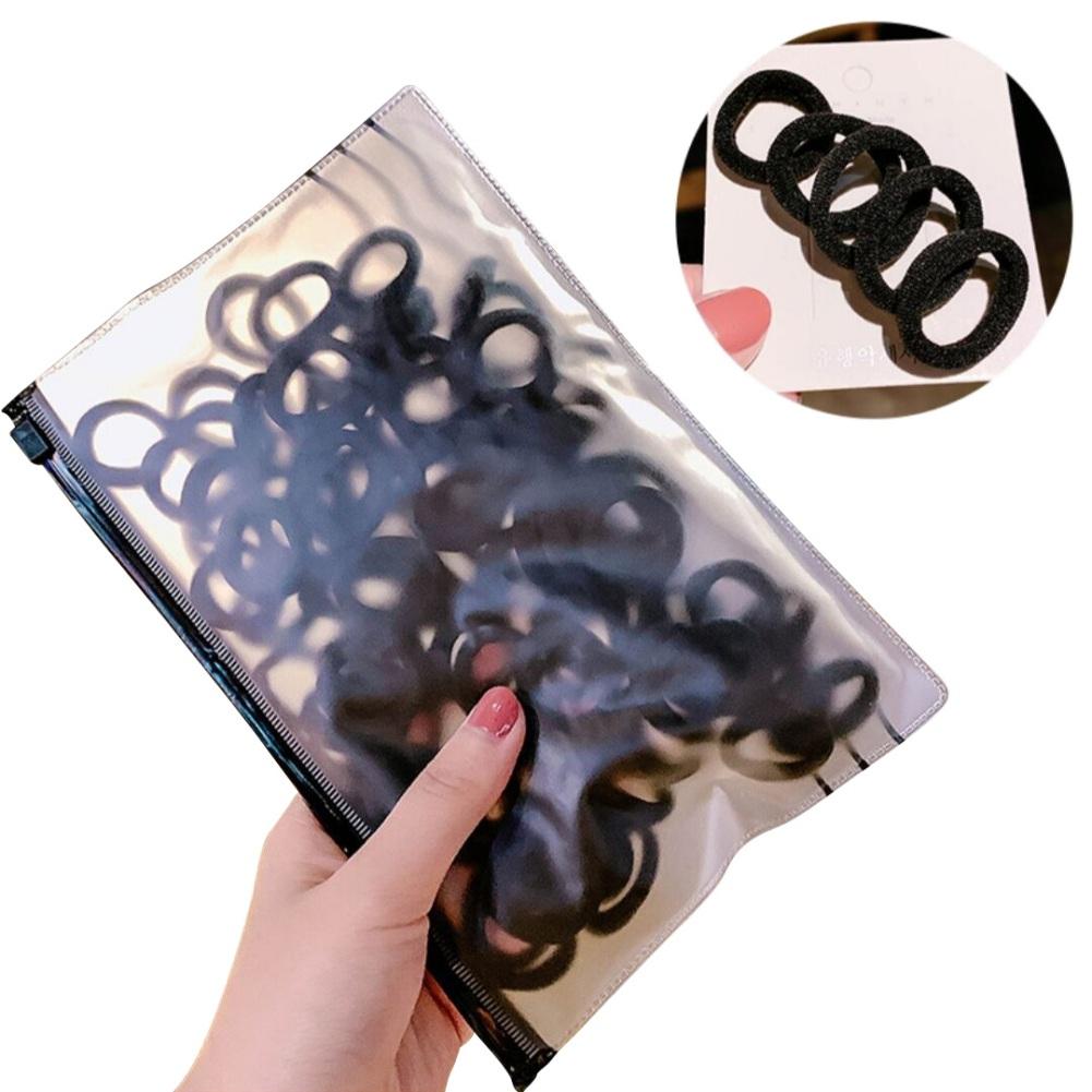 

Детская веревка для волос 100 шт. резинка для волос детское кольцо для волос детская повязка на голову аксессуары для волос 100pcs/bag чёрный