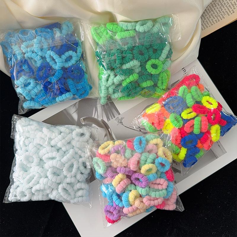 Süße Haargummis Gummibänder 100 Stück Bonbonfarben Kinder Uni Elastische Haarbänder Baby Mädchen Scrunchie Gummibänder