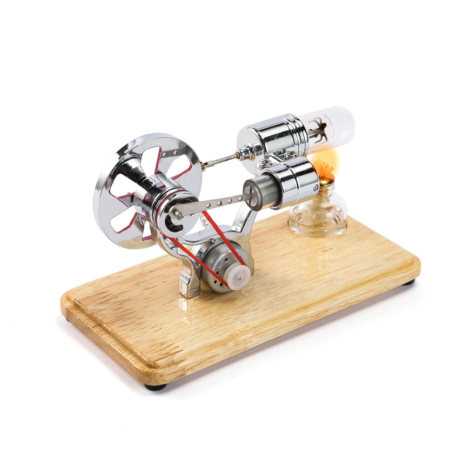 

Mini Hot Air Stirling Engine Motor Model Colorful LED Electricity Power Generator Educational Science Kit for Kids Silver