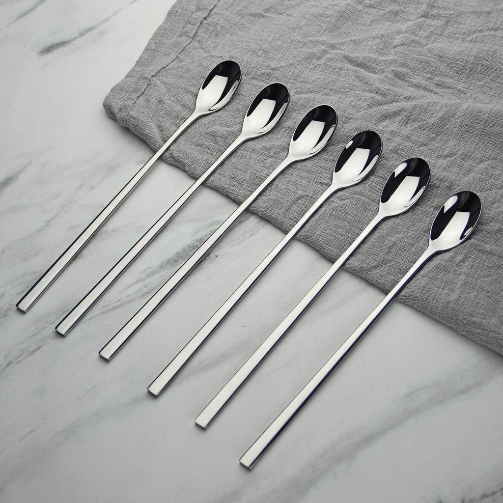 AOOSY Long Handle Spoon, Coffee Stirrers, 9-inch Ice Tea Spoon,Premium 18/10 Stainless Steel Iced Teaspoon for Mothers Milks Tea Mixing Cocktail