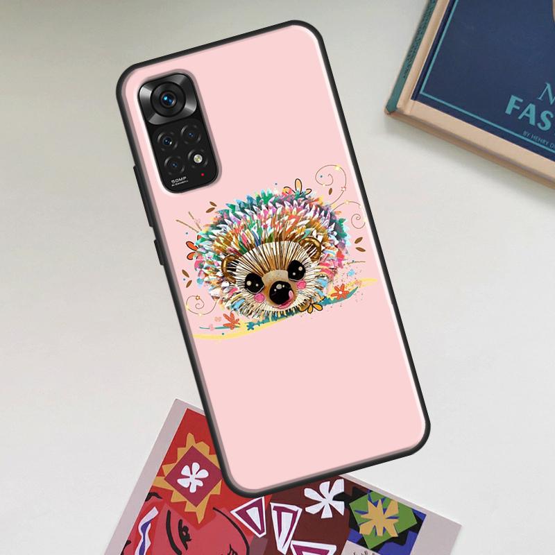 Cute Hedgehog Case For Xiaomi Redmi Note 14 13 12 11 9 10 15 Pro Plus Redmi 15 15C 14C 13C 12C 10C Cover