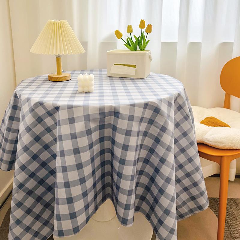 Plaid Tablecloth Girl Heart Round Table Tablecloth Dustproof Dining Table Cloth Coffee Table Mat Spread Cloth