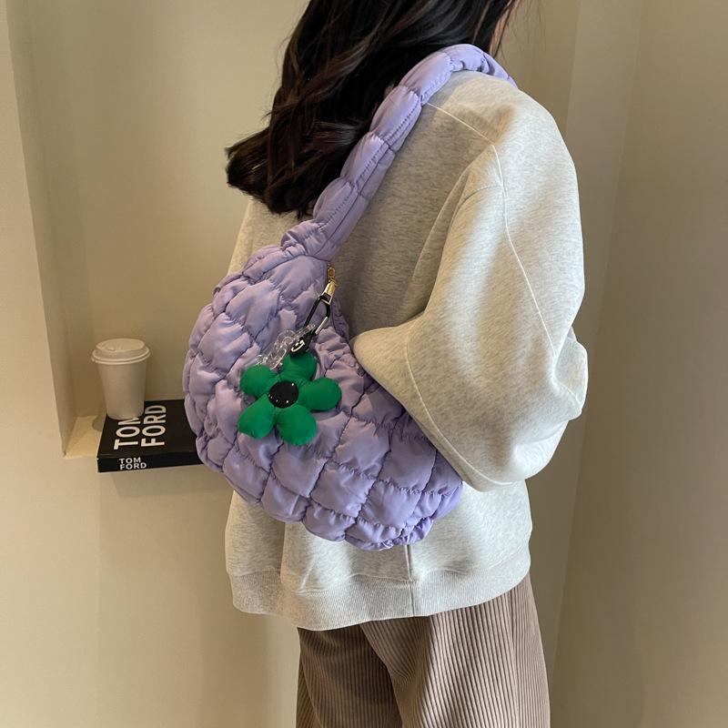 Korean Dongdaemun Women s Fashion Casual Cloud Pleated Shoulder Bag фиолетовый