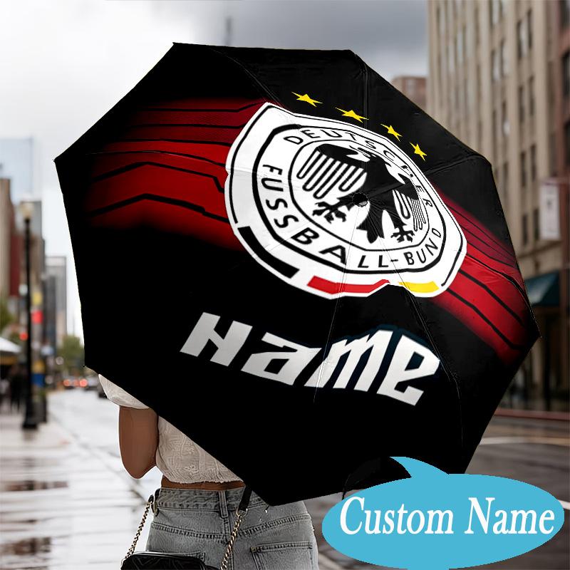 Custom Name German Football Crest Emblem Umbrella Folding Umbrella, Automatic Umbrella - 8-Frame for Travel, Casual Lightweight Personalized Gifts