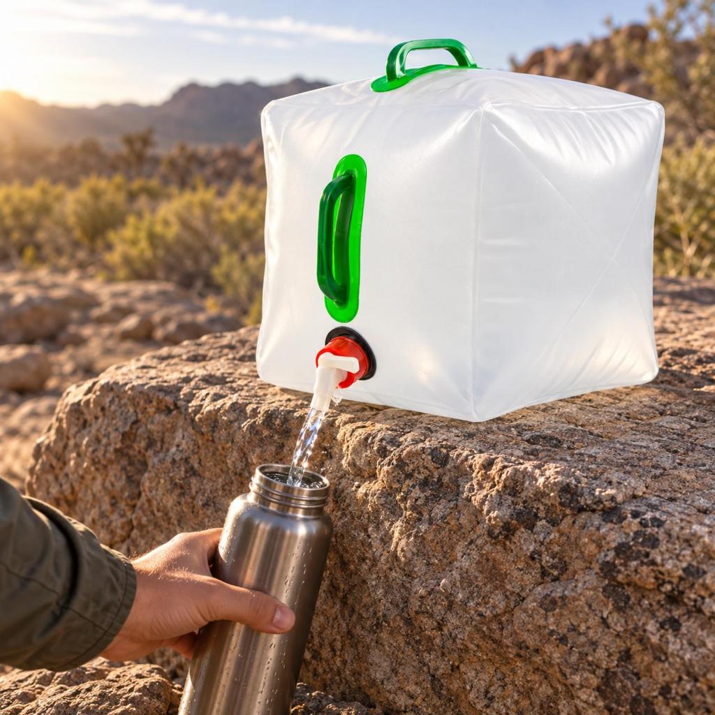 Foldable PVC Water Container SpaceSaving Jug with Handle Portable for Camping,