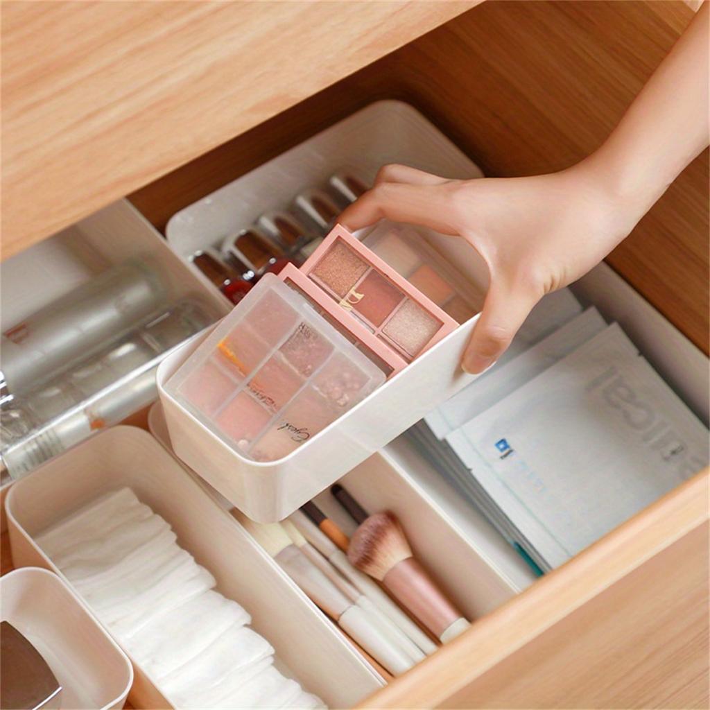 4pc/1set Drawer Storage Box, Household Desk Built-in Finishing Box, Student Dormitory Desktop Cosmetic Stationery Divider Box