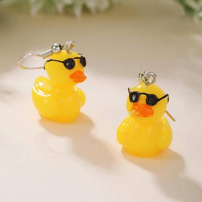 Three-dimensional Cartoon Lovers Duck Small Yellow Duck Resin Jewelry Pendant Earrings Bracelet DIY Pendant