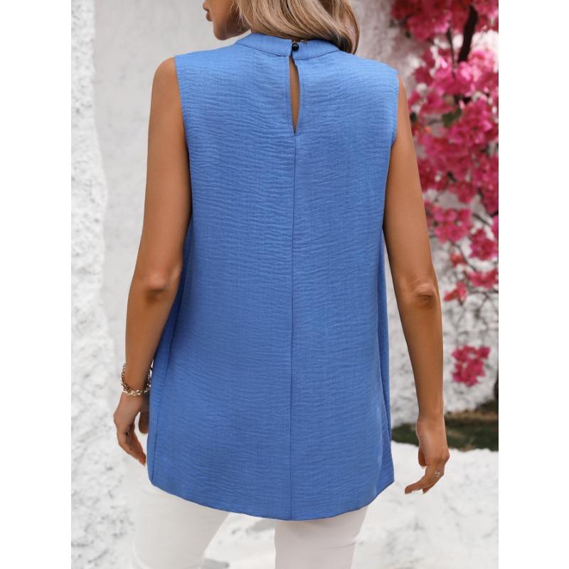 Sleeveless Women Loose Irregular Shirts Elegant Fashion Summer Blouse Solid Color Sweet Simple Office Long Tops Streetwear Casual Simple Clothing