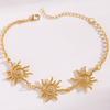 Fashion Metal Sun Long Pendant Earrings Bracelet for Women Retro Ethnic Style Gold Color Spiral Hand Chain Chic Jewelry Set