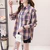 Women's Loose Long Sleeve Plaid Shirt - Korean Style, Versatile, Casual Student Jacket for Spring & Autumn, Large Size, Cotton