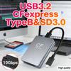 2 in 1 CFexpress Type B SD Card Reader CFexpress Card Adapter USB 3.2 10Gbps Dual-Slot Support Android/Windows/ OS for SLR