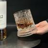 Szklanka do whisky obrotowa 280 ml Kreatywna Kryształowa Premium Kubek do piwa Str Reliefowa Szklanka do likieru z podstawką Forma do drinków prostych Kieliszek do wina