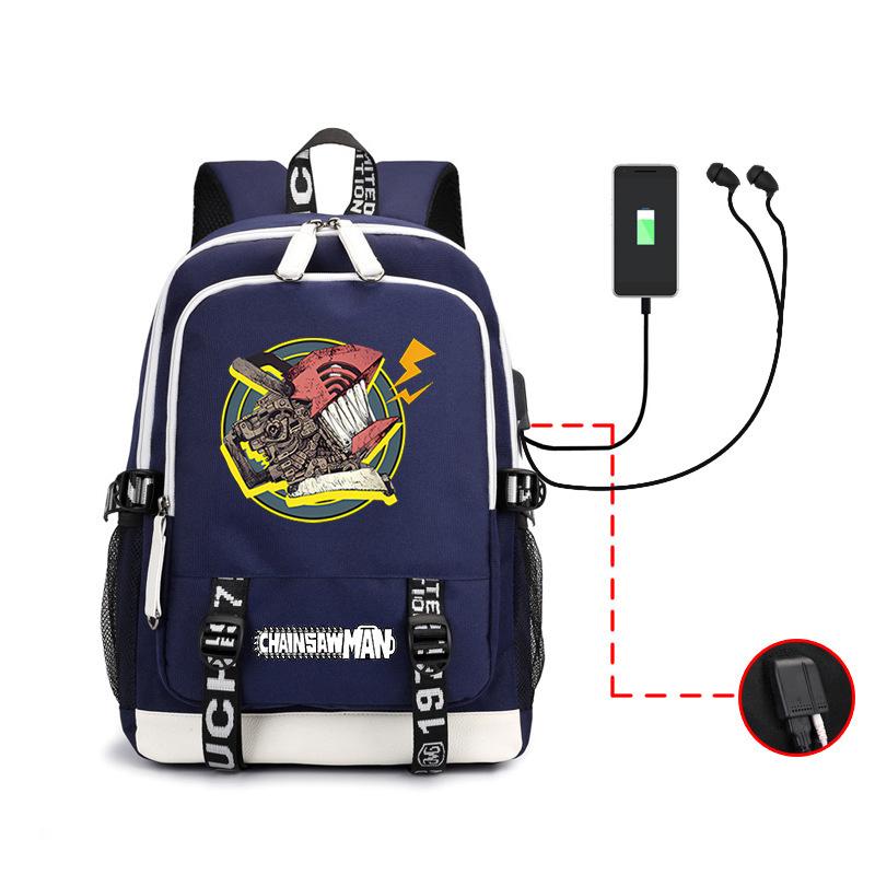 Animation, Chainsaw Man, Peripheral Backpack Usb Large-Capacity Computer Bag, Youth Schoolbag