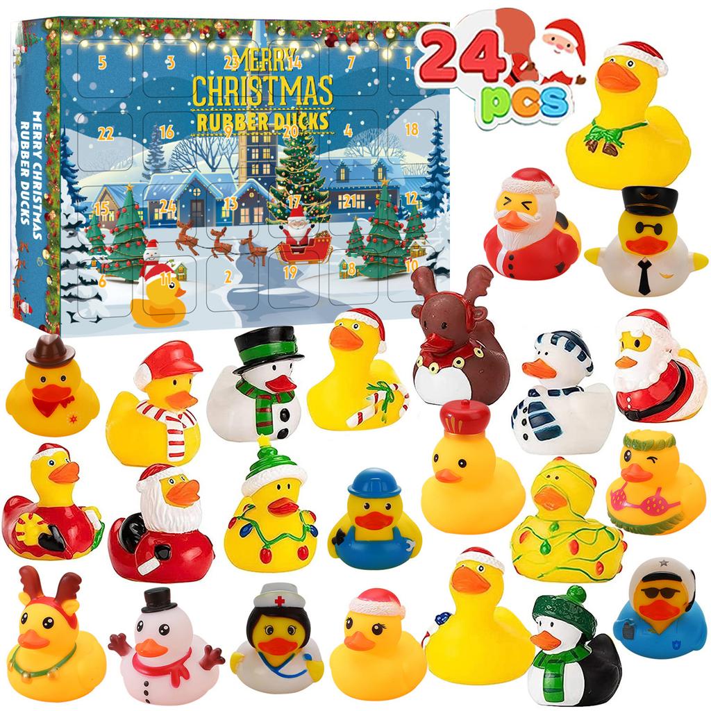 Duck Advent Calendar 2025 with 24 Rubber Ducks 24 Days Christmas Countdown Calendar Duck Set Advent Calendar for Boys Girls Kids