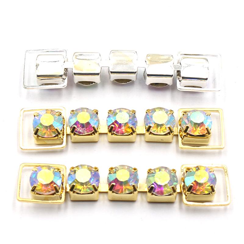 New 10Pcs13 * 55MM Single Row Fully Transparent Rhinestone Bikini Connection Button Swimsuit Bikini Decorative Metal