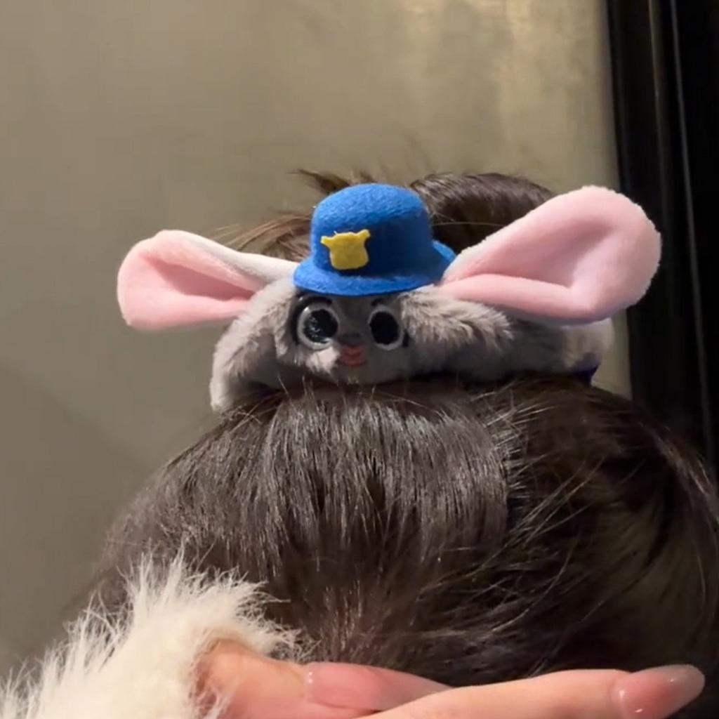 Cute Judy Rabbit Police Officer Plush Hat Hairpin For Kids And Adults, Hairpin And Hairband Decor For Kidsations