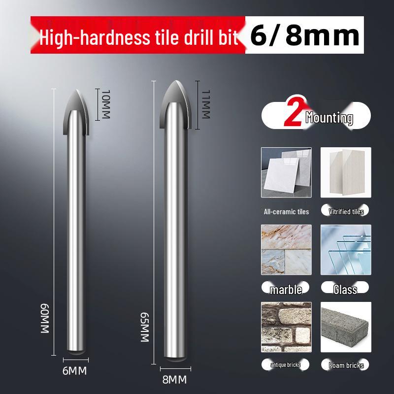 6mm Electric Concrete & Glass Drill Bit - Alloy Triangle Design for Precise Hole Punching