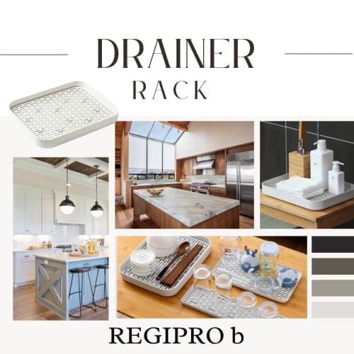 RegiPro B Dish Drainer, Dish Tray, Plastic Cups, Plates, Kitchen Utensil, White (Large)