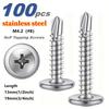 100PCS M4.2(#8) Drilling Screws, 410 Stainless Steel, for Metal and Wood Finishing, Construction, Production and Maintenance