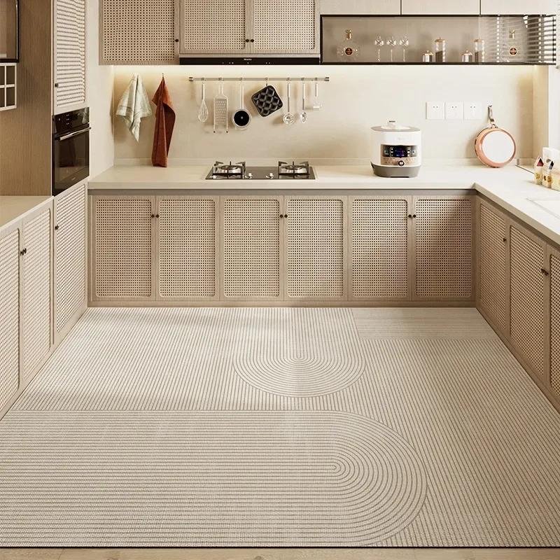 Kitchen Vinyl Carpet PVC Waterproof Non-slip Floor Mat Leather Oil-proof Foot Mats American Retro Style Home Decoration Rug