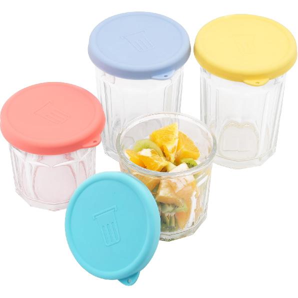 4 Pack Silicone Replacement Lids for Luminarc Working Glass, BPA Free Storage Covers Fit 14 Ounce Dof & 21 Ounce Dof & 23.25 Ounce Coolers,