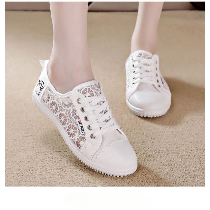 Удобные дышащие белые туфли. Женские кроссовки с низким вырезом. Универсальные женские — фото 4