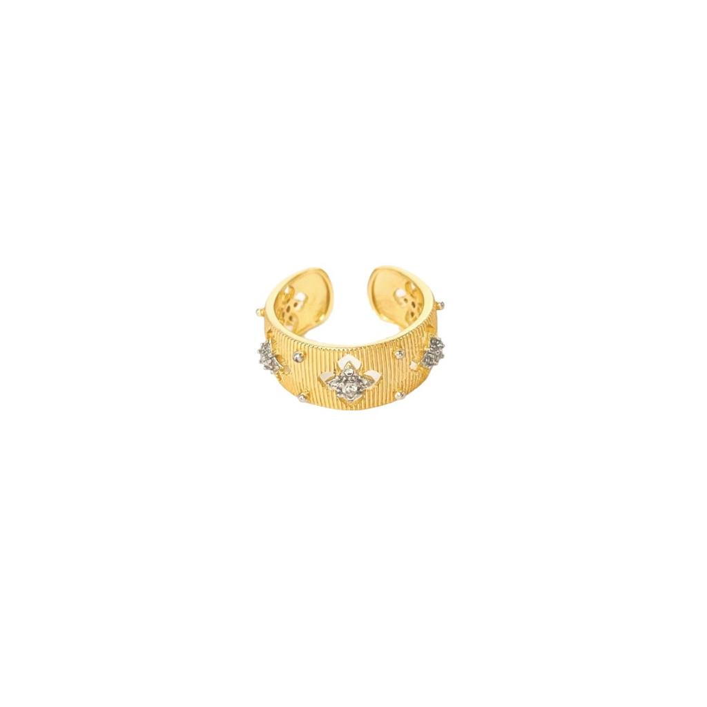 Fashion Handmade Brushed Court Style Two-Color Gold Plating Process Ring Electroplating French Ring