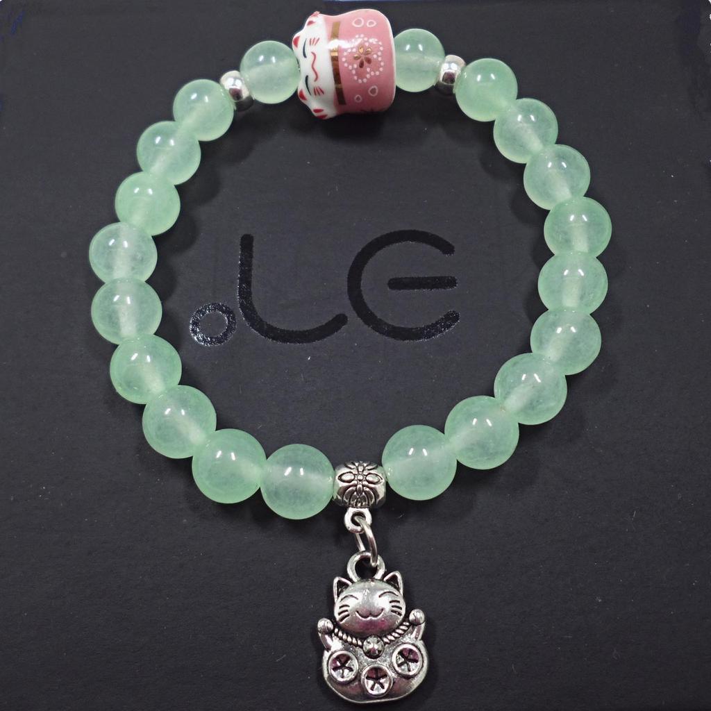 Amethyst Chalcedony Bracelet with Vajra Bell Pendant - Handmade Beaded Jewelry for Women