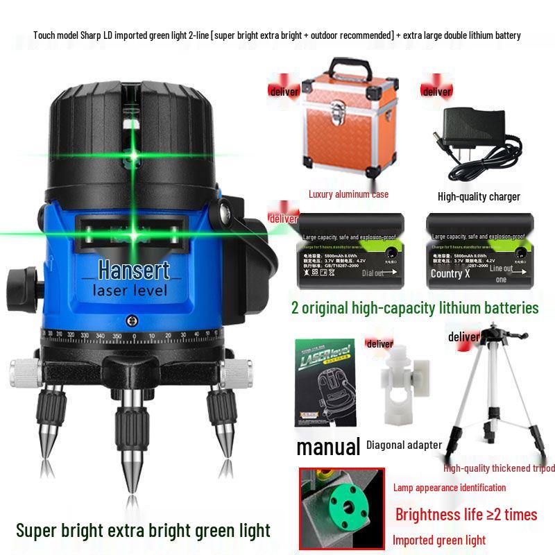High Precision Automatic Infrared & Green Light Laser Level with 2, 3, 5-Line Projection