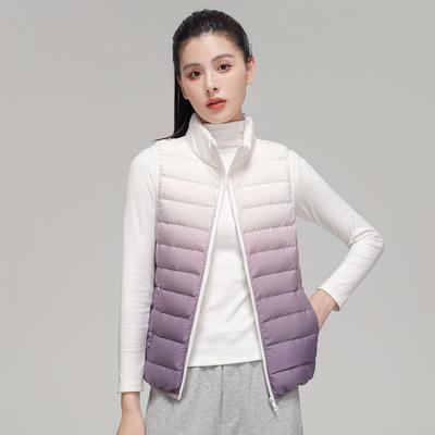 Autumn and Winter Women's 90 Velvet Light Duck Down Waistcoat Gradient Colour Down Jacket