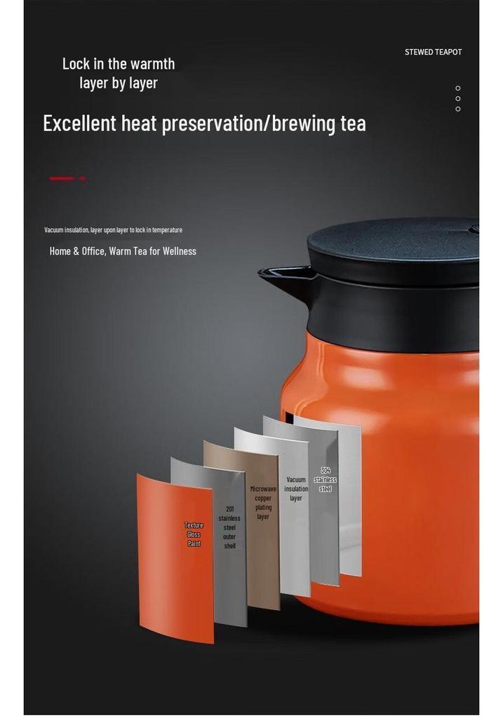 Smart Insulated Stewing Teapot with Temperature Display – Portable Double-Layer Tea Brewer