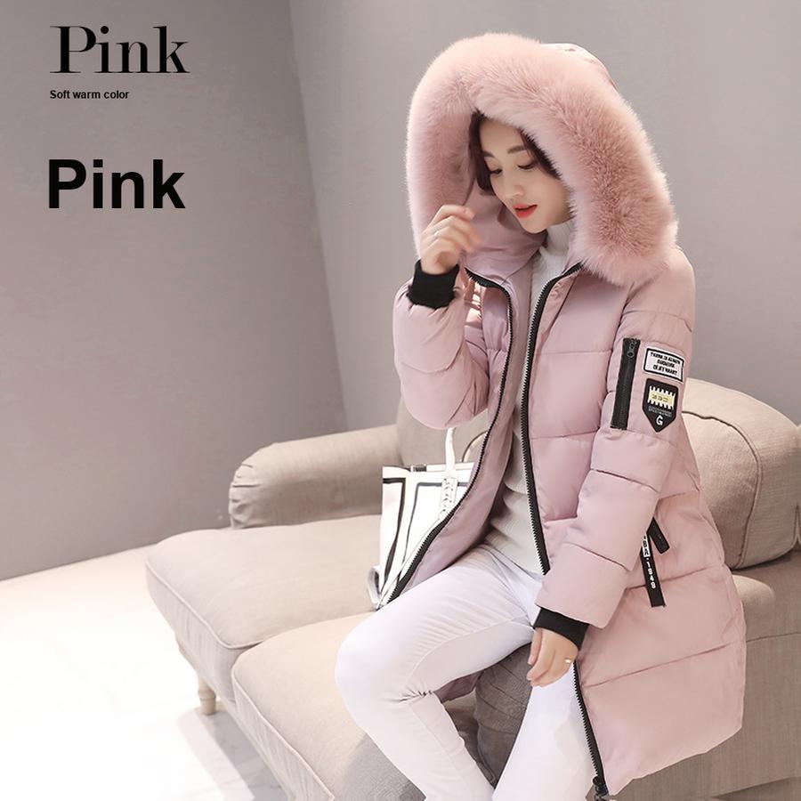 

Зимнее Новое Толстое Большого Размера Хлопковое Пальто с Длинным Рукавом Женское Корейский Стиль Импортное Приталенное С Капюшоном с Принтом Хлопковая Куртка Женская XL розовый